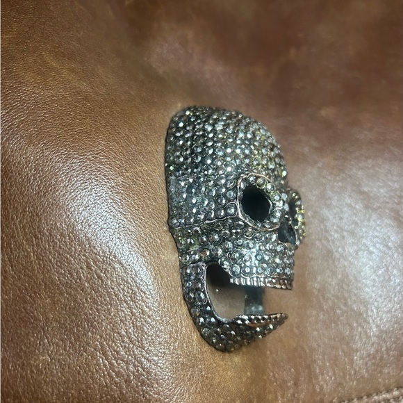 Thomas Wylde braided leather rhinestone skull crossbody bag - Picture 5 of 16